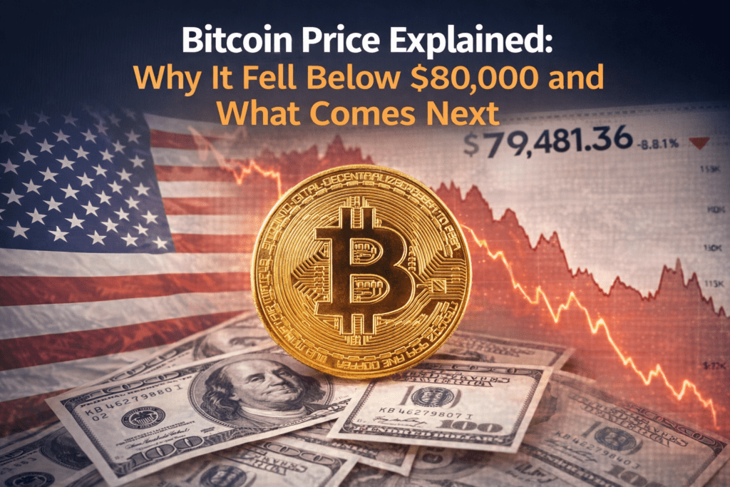 Bitcoin price explained: chart showing Bitcoin falling below $80,000 and future outlook